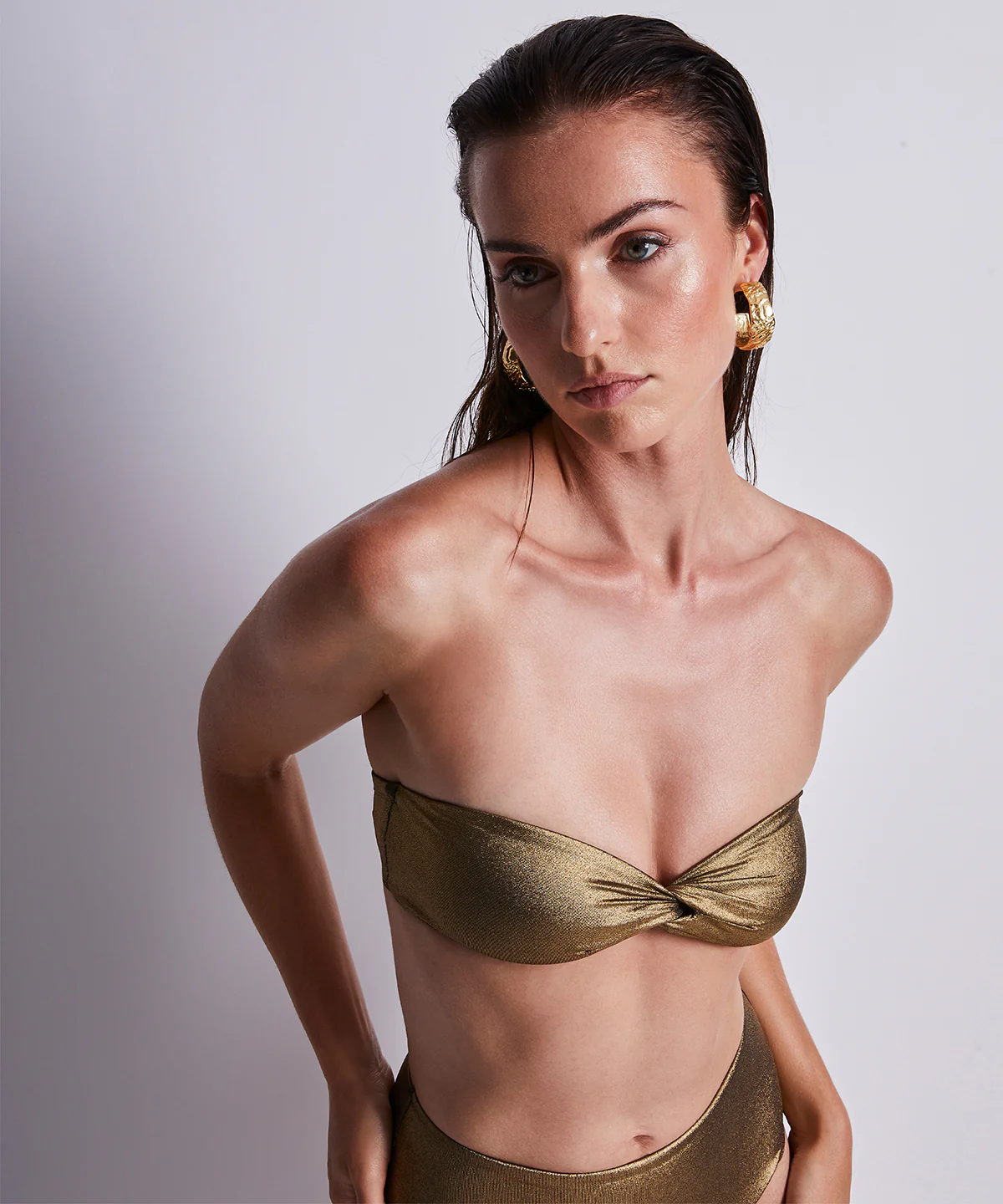 Sunlight Glow Haut de maillot de bain Bandeau coques amovibles Antique Gold - Image 2